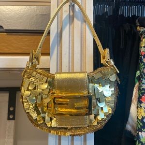 -Fendi Micro/Mini Gold Croissant Handbag